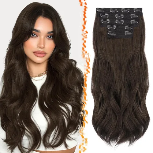 Vista 23 de BARSDAR Extensiones de cabello sintético de 20 pulgadas con clip negro