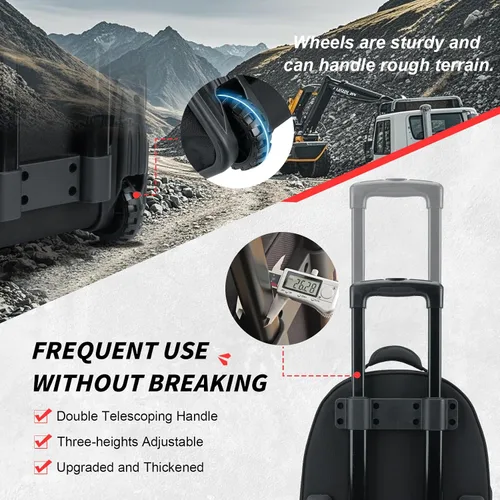 Vista 2 de MELOTOUGH Bolsa de herramientas rodante con ruedas, gran bolsa de herramientas resistente para hombres con 35 bolsillos y mango telescópico