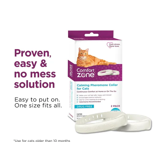 Vista 6 de Comfort Zone Paquete de ahorro de collar calmante para gatos: 2 collares calmantes de 30 días para 60 días de calma; las feromonas para gatos ayudan