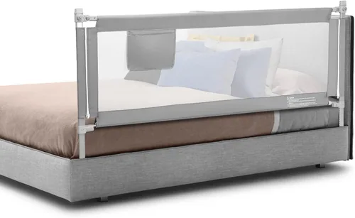 Vista 11 de BABY JOY Riel de cama para niños pequeños, 69 pulgadas, extra largo, altura ajustable y plegable, protector de riel de cama de bebé con bolsillo