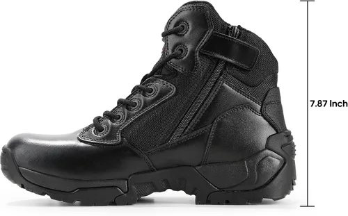 Vista 2 de NORTIV 8 Mens Military Tactical Work Boots Side Zip Outdoor Hiking Leather Motorcycle Combat Boots