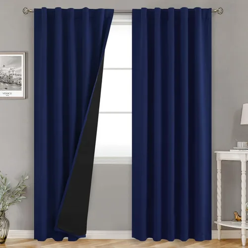 Vista 127 de BGment Cortinas 100% opacas beige de 63 pulgadas de largo con forro aislante térmico, bolsillo para varilla y lengüeta trasera de doble capa