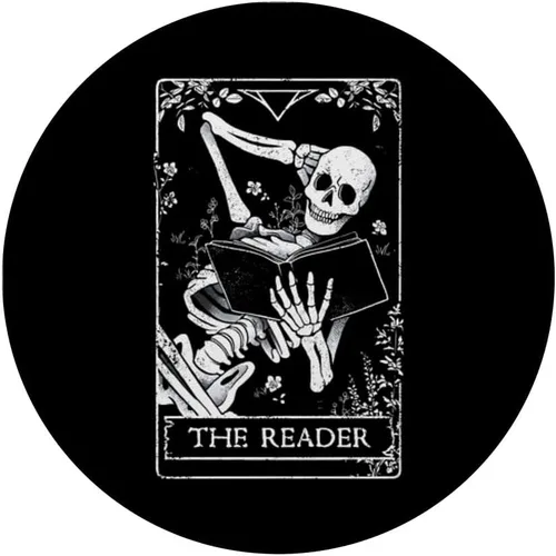 Vista 3 de The Reader - Tarjeta de tarot floral botánico esqueleto lectura, PopSockets intercambiables PopGrip