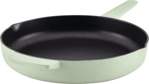 Vista 13 de KitchenAid Sartén/sartén de hierro fundido esmaltado con mango auxiliar y boquillas de vertido, 12 pulgadas, terciopelo azul