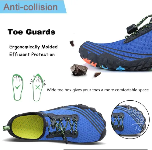Vista 6 de MAYZERO Zapatos de agua para hombres y mujeres, zapatos de surf, playa, piscina, zapatos de punta ancha, senderismo, zapatos de agua, zapatillas