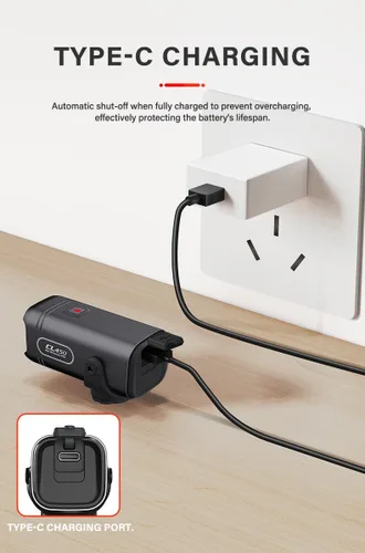 Vista 5 de TOWILD CL450 Luces de bicicleta para conducción nocturna, 450 lúmenes, USB-C recargable, aleación de aluminio, IPX6 impermeable
