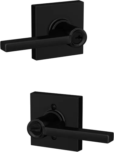 Vista 13 de Schlage F51A LAT 716 Latitude - Manija de puerta con bloqueo de entrada con llave, en acabado de bronce envejecido