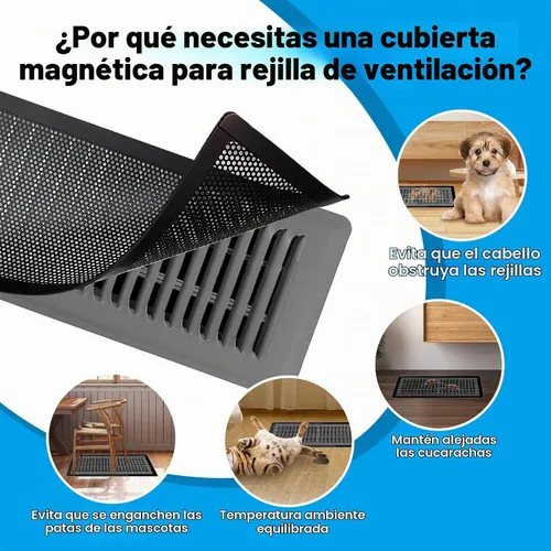 Vista 5 de 4 PCS Cubiertas Magnéticas para Ventilación - Cubiertas Magnéticas para Ventilación de 4x10 con Pantalla de Malla para Registros de Piso/Pared/Techo
