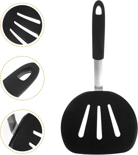 Vista 4 de Hemoton Espátula para freír ranurada Espátula de silicona antiadherente Espátula de cocina multifunción Accesorio de cocina