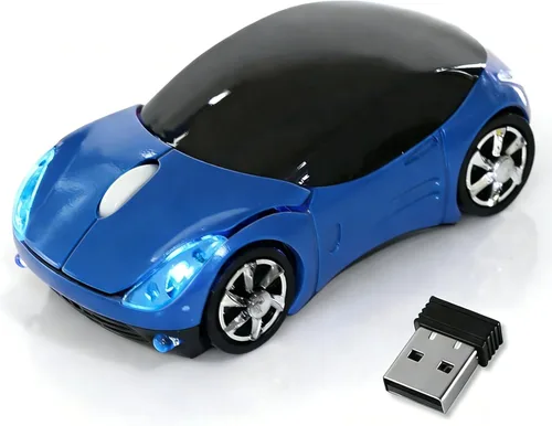 Vista 10 de Ratón inalámbrico negro, mini mouse para computadora de automóvil, 1600DPI 2.4G con receptor USB, mouse ergonómico para computadora portátil, PC