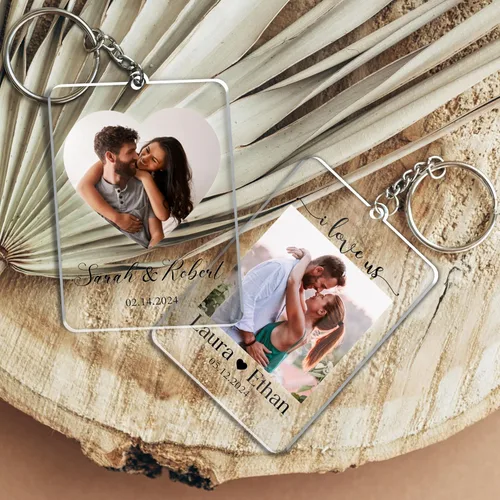 Vista 7 de Llavero de acrílico de foto de pareja personalizada