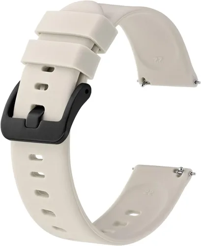 Vista 70 de BISONSTRAP Correas de reloj de silicona, correas de reloj delgadas con liberación rápida, 0.787 in, negro con hebilla negra