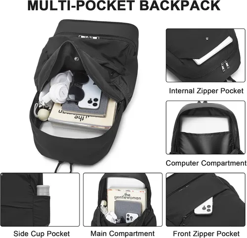 Vista 2 de seyfocnia Mochila de gimnasio, pequeña bolsa de gimnasio con compartimento para zapatos, mochila de viaje ligera y expandible para entrenamiento