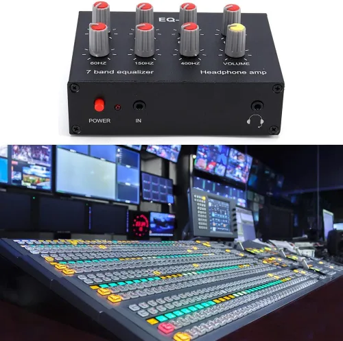 Vista 4 de EQ-7 Amplificador de auriculares de audio para automóvil Ecualizador de ecualizador de 7 bandas Ecualizador de audio de 2 canales Ecualizador