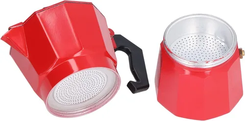 Vista 6 de Cafetera para estufa, 5.1 fl oz, 3 tazas de aluminio estilo italiano clásico, válvula de alivio de seguridad integrada con mango ergonómico