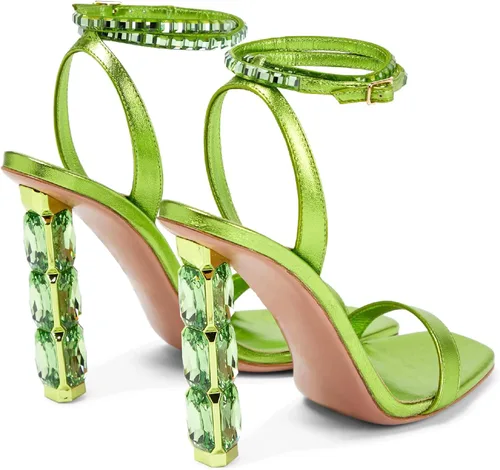 Vista 5 de LauraVicci Women Heeled Sandals Ankle Straps Rhinestone Crystal Chunky Block Open Toe Slip on Wedding Slip on Wedding Party Evening Dress Shoes