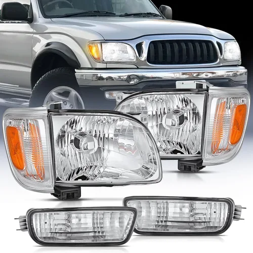 Vista 18 de Nilight Combo de faros delanteros y luces traseras para Toyota Tacoma 2001 Carcasa negra + reflector ámbar con luz trasera