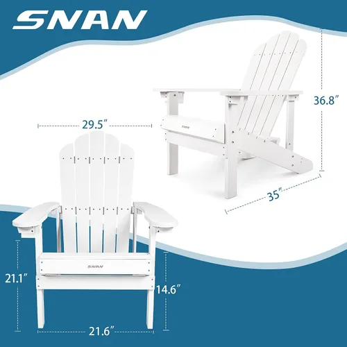 Vista 2 de SNAN Silla Adirondack resistente a la intemperie con soporte para tazas, silla para patio, césped y jardín, madera de polietileno, resistente a