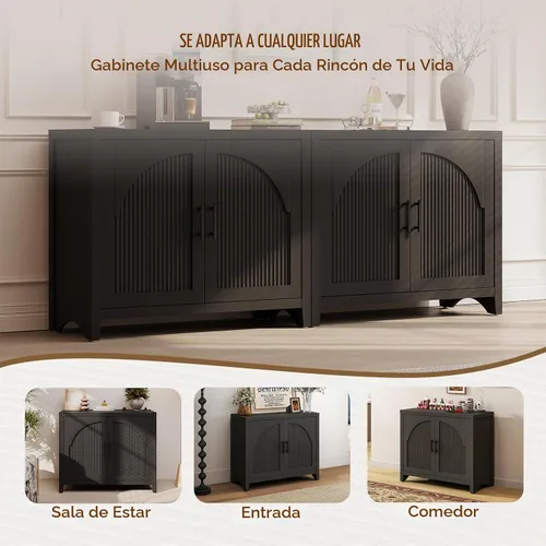 Vista 7 de Bestier Aparador moderno de 37" con almacenamiento, roble negro