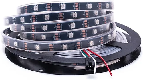 Vista 10 de WS2812B Tira de luz LED direccionable individual 100Pixels/m SMD 5050 RGB Pixel Strip DC5V (3.2FT 100LEDS no impermeable, PCB blanco)