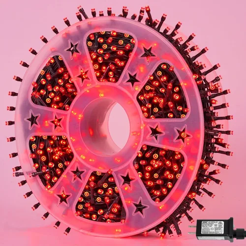 Vista 39 de QITONG Guirnalda de 500 luces LED de Navidad de 165 pies para exteriores, impermeable, luces multicolor con 8 modos, cable verde, luces parpadeantes