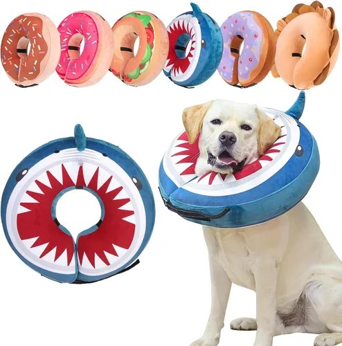 Vista 9 de BEAUTYZOO Alternativa al cono para perro después de la cirugía para perros grandes, medianos y pequeños, collar de cono inflable suave para perros