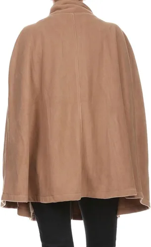 Vista 4 de LL - Poncho de capa para mujer con botones frontales abiertos y forro polar suave para otoño e invierno
