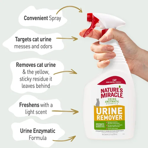 Vista 6 de Nature's Miracle Removedor de orina para gatos, 24 onzas, fórmula enzimática