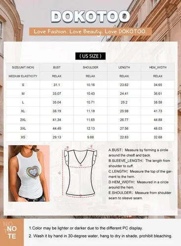 Vista 4 de Dokotoo - Camiseta ajustada sin mangas para mujer, tirantes anchos, escote bajo, con ribetes, deportiva, para entrenamiento
