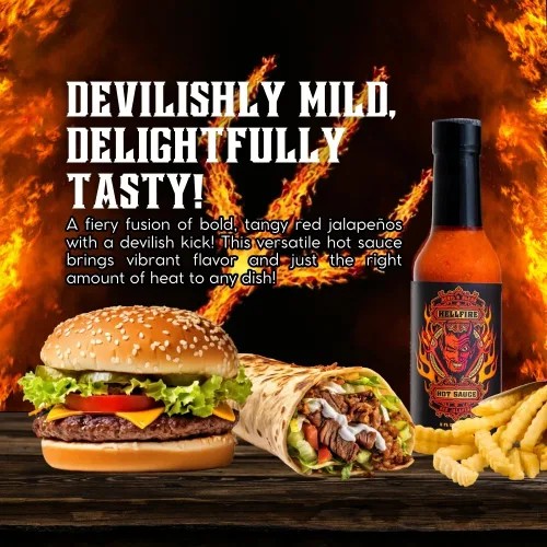 Vista 8 de Hellfire Devil's Blend Salsa picante de jalapeño rojo, galardonada, gourmet, rica y sabrosa, 5 onzas