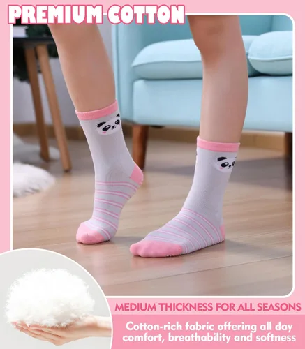 Vista 7 de Calcetines antideslizantes para niñas pequeñas, calcetines de algodón con agarres, 12 pares