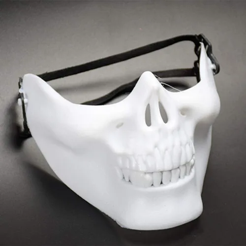 Vista 4 de Amosfun 2 máscaras de calavera para Halloween, cosplay, máscara de esqueleto mitad para adultos, hombres y mujeres, fiesta de disfraces de Halloween