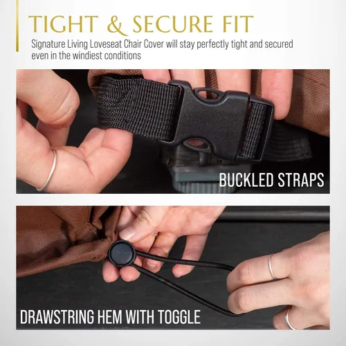 Vista 4 de Funda para muebles de patio, funda impermeable para sofá y sofá biplaza, poliéster resistente con revestimiento UV, fundas para muebles de exterior