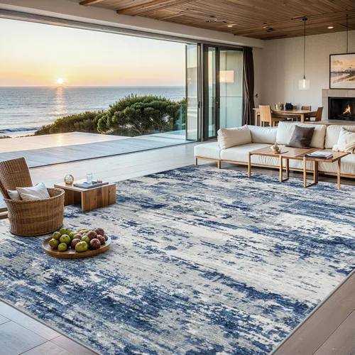 Vista 13 de Area Rugs - Alfombra para sala de estar, 4 x 6, lavable, moderna, abstracta, suave, neutra, antideslizante, grande para interiores, resistente a