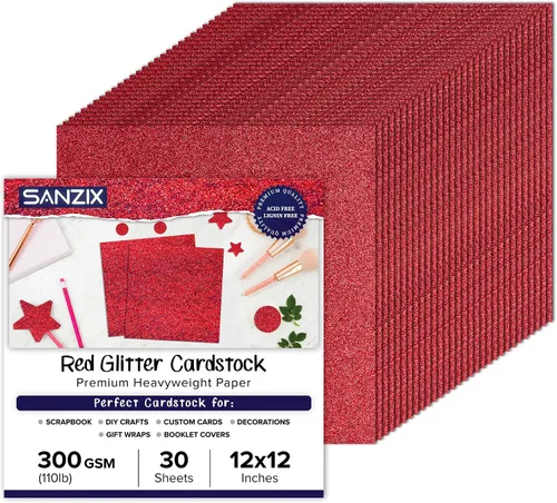 Vista 10 de SANZIX 30 hojas de papel de cartulina negra con purpurina de 12x12" - 110lb 300 GSM papel premium con purpurina brillante para Cricut, decoraciones
