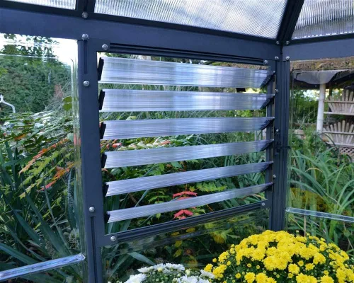 Vista 5 de Palram - Canopia Oasis Hex 7' x 8' Invernadero de policarbonato de aluminio, gris