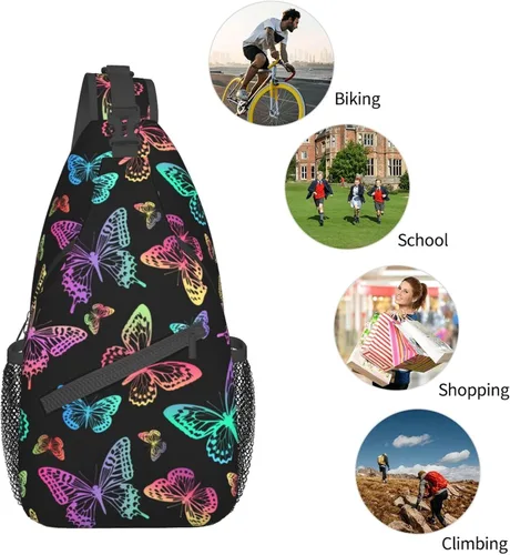 Vista 5 de Bolso bandolera para mujeres y hombres, mochila de viaje para senderismo, bolsa cruzada para el hombro, bolsa de pecho, casual, mochila deportiva