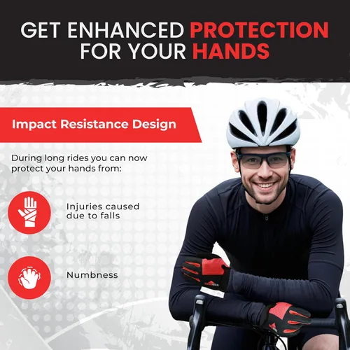 Vista 2 de Guantes de bicicleta para hombres y mujeres con almohadilla antideslizante que absorbe los golpes, guantes de ciclismo ligeros para dedos completos