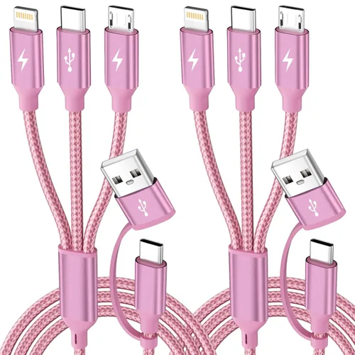 Vista 12 de Cable de carga múltiple, cable de carga 3 en 1 para múltiples dispositivos, cable USB universal con tipo C/IP/micro USB para iPhone