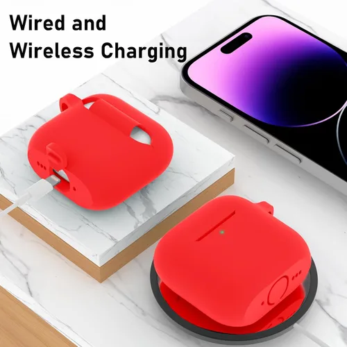 Vista 2 de Funda para AirPods 4, funda de silicona compatible con Apple AirPods de 4ª generación, color rojo