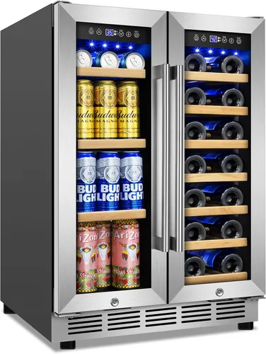 Vista 24 de Refrigerador de bebidas de 17 pulgadas de ancho – Enfriador de bebidas para 126 latas con puerta de vidrio Mini refrigerador de cerveza