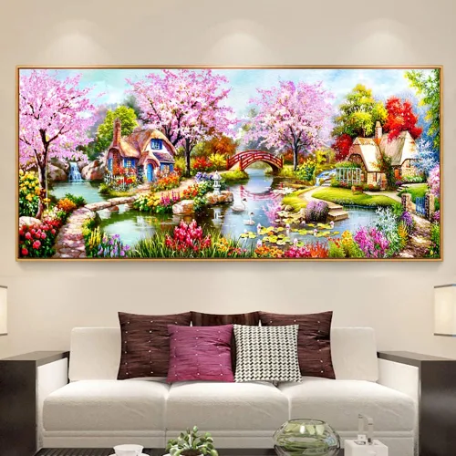Vista 24 de Twinkel Pinkel Kits de pintura de diamantes 5D grandes para adultos, paisaje, cabaña, taladro completo, pintura de diamante, arte de bordado