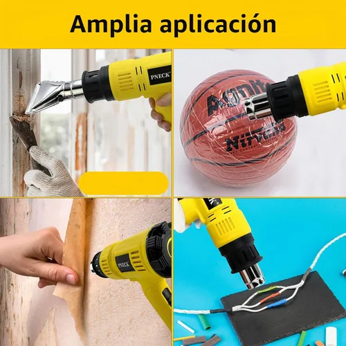 Vista 6 de Pistola de calor de 2000 W, temperatura variable de 140 °F a 1202 °F con 2 velocidades, kit de pistola de aire caliente resistente de calentamiento