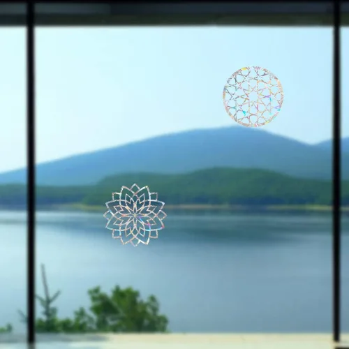 Vista 5 de Mandala - Calcomanías estáticas para ventana, calcomanías anticolisión para golpes de pájaros, conciencia de cristal, juego de 8