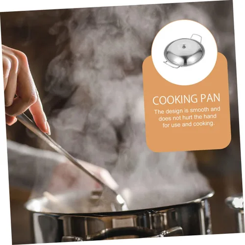 Vista 6 de SHOWERORO 1 juego de sartén de cocina de acero inoxidable con tapa, olla caliente de doble mango para uso diario, utensilios de cocina multifunción