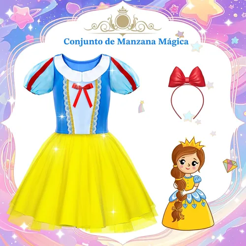 Vista 4 de Tlooe - Vestido de princesa para niñas - Ropa de disfraz para niña pequeña, disfraz de juego de princesa, juguetes de disfraz de princesa, conjunto