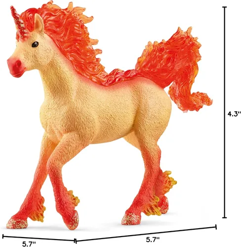 Vista 8 de Schleich Bayala - Elementa - Juguete de semental de unicornio de fuego - Bonitos juguetes de caballo de fantasía para niñas y niños - Figuras