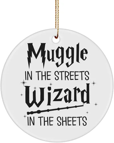 Vista 5 de Muggle in The Streets Wizard in The Sheets - Adorno para fanáticos de los fanáticos del divertido hechicero Nerd Geek de cerámica redonda de 3