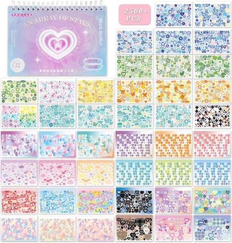 Vista 7 de 2300 piezas calcomanías para álbumes de recortes, lindas calcomanías de mariposas, estrellas, corazones, autoadhesivas, lazos coreanos, calcomanías