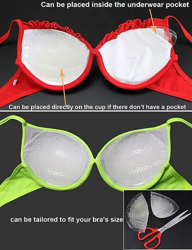 Vista 6 de Insertos de sujetador de silicona transpirable Almohadillas de empuje semiadhesivas para mujer